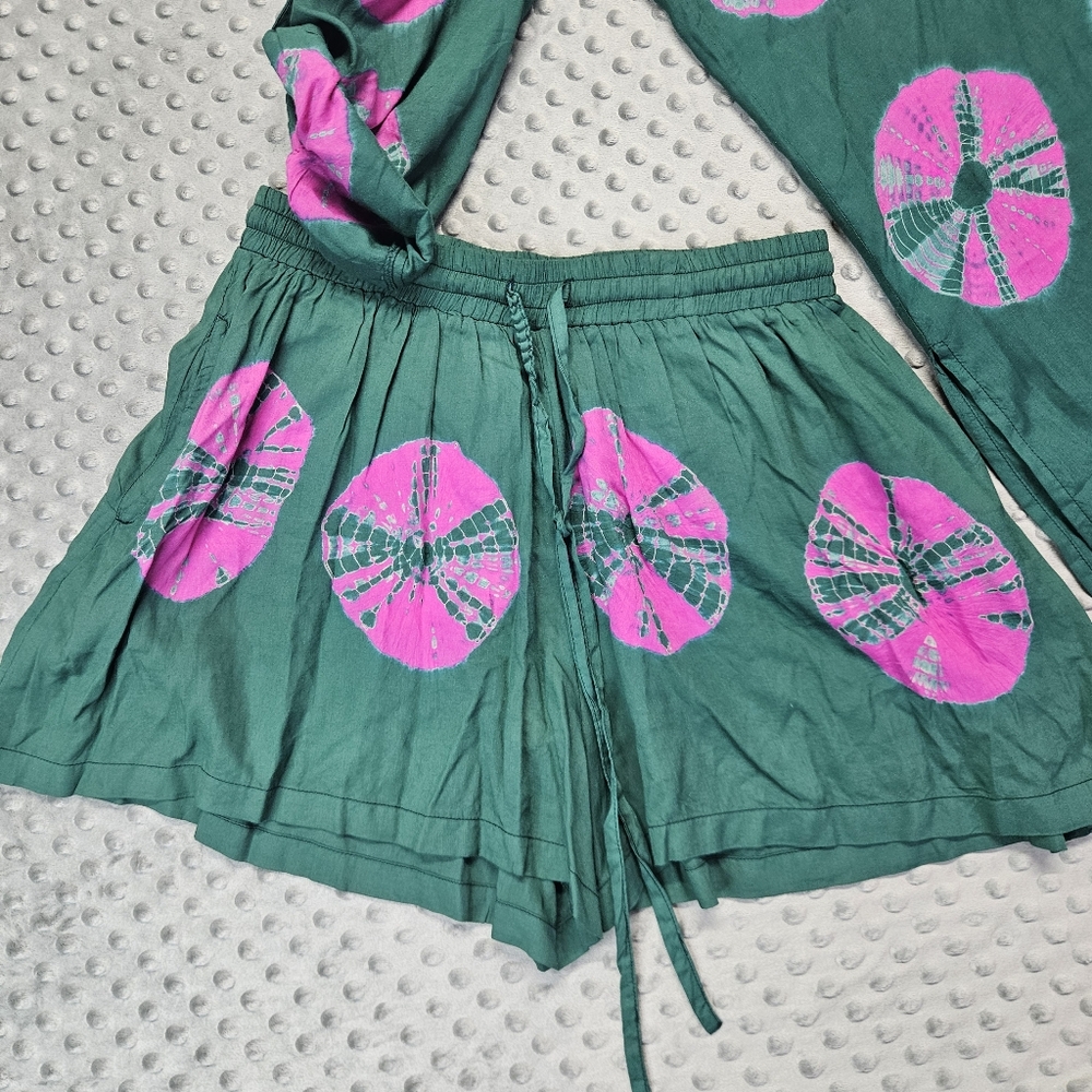 Elan Sand Dollar‎ Button Down Shirt & Shorts in pink/green Sz. M Nwt - Picture 3 of 12